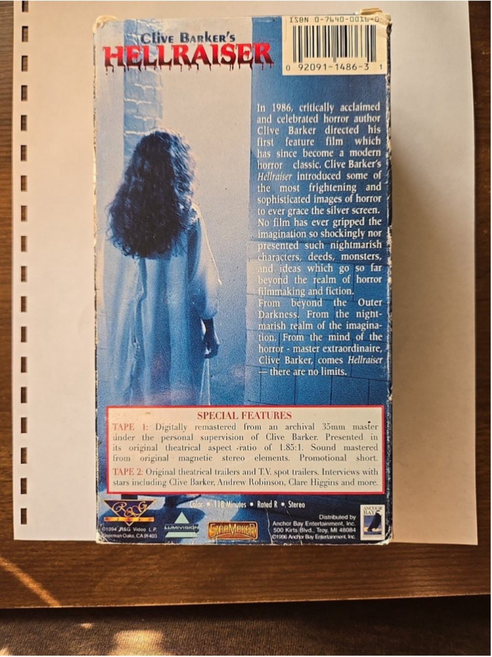 Clive Barker's Hellraiser VHS 1996 2-Tape Set Remastered Collectors Edition 1 2 - Picture 5 of 7